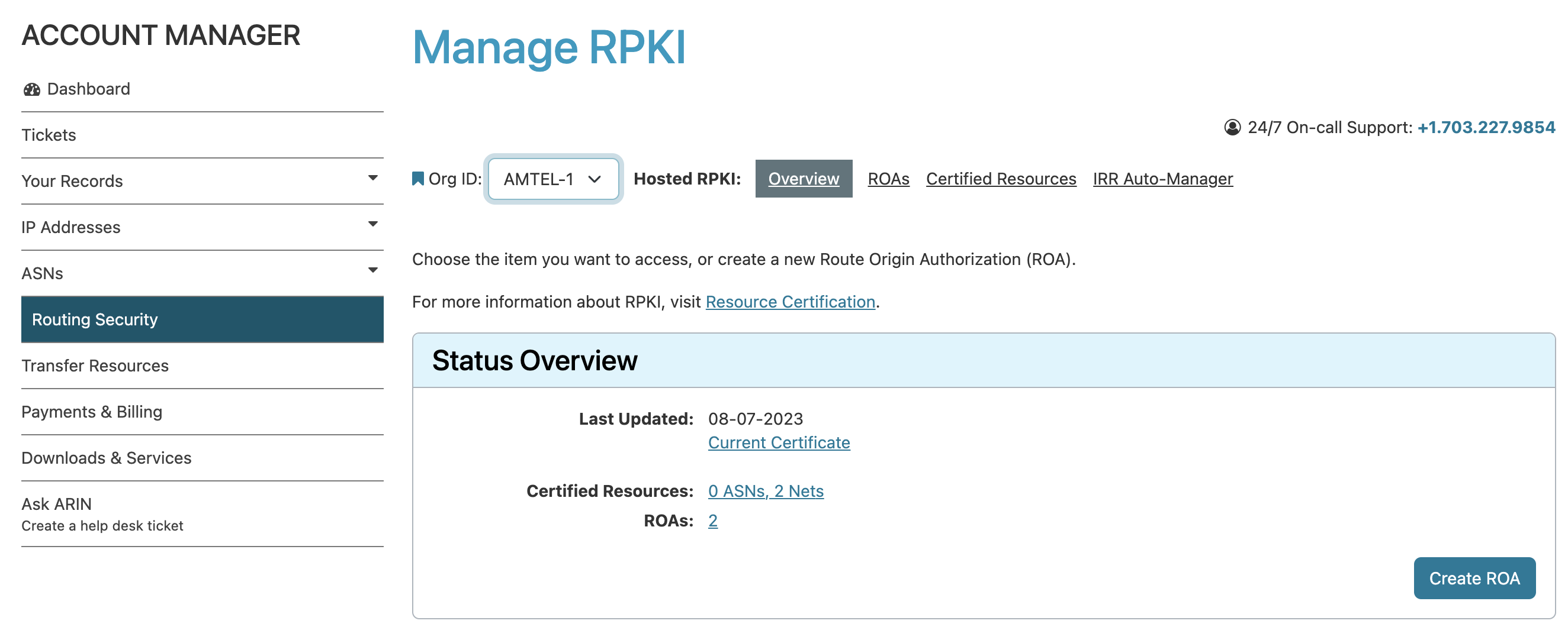 Routing Security Dashboard Screenshot with Your Organizations panel